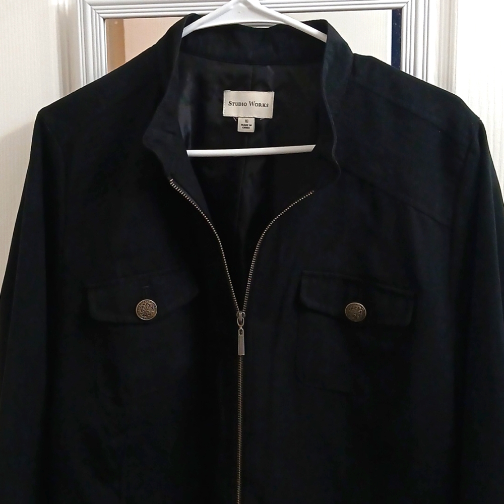 Black Suede Jacket size 16 - Picture 2 of 10
